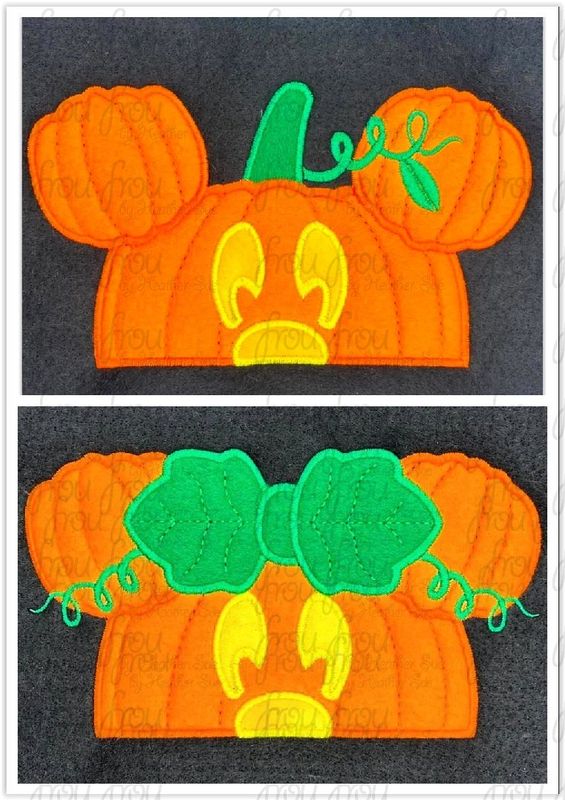 Pumpkin Mister and Miss Mouse Peeker Jack O Lantern Machine Applique and Filled Embroidery Design 2"-16" TWO Design SET