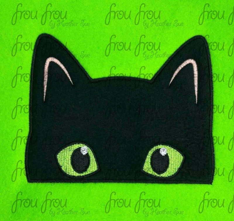 Cat Peeker Kitten  Machine Applique and Filled Embroidery Design, Multiple Sizes, including 1.5"-16"