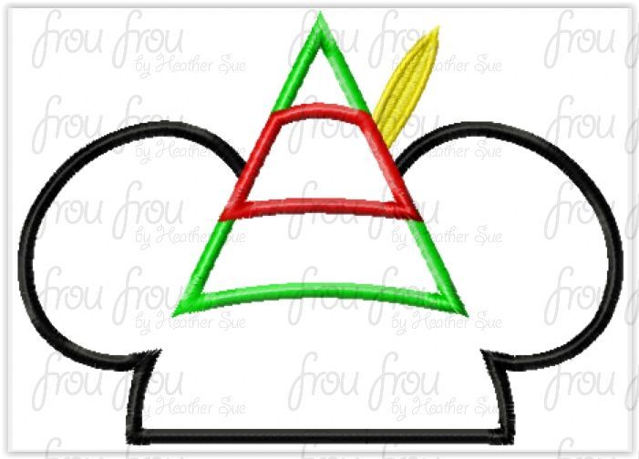 Santa's Elf Mister Mouse Head Peeker Machine Applique and Filled Embroidery Design, Multiple Sizes, including 2"-16"