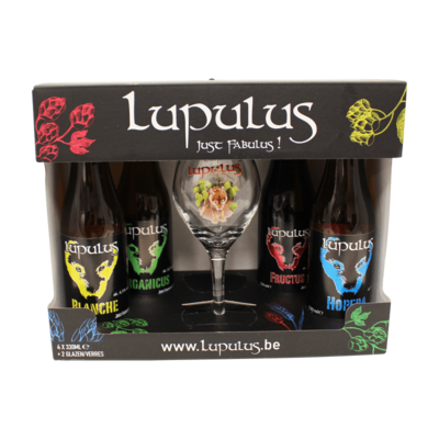 Coffret Lupulus 4 bières + 2 verres