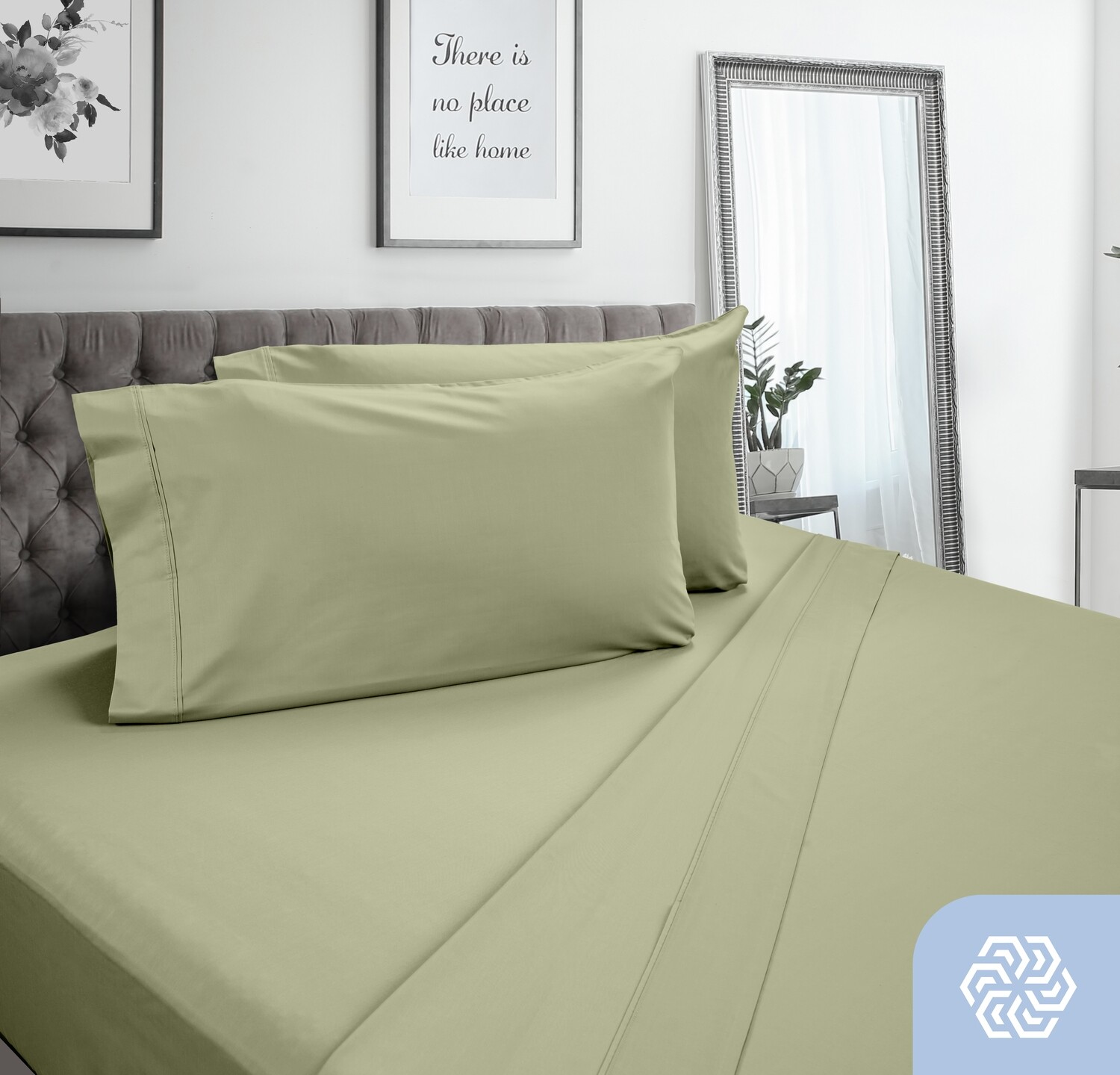 SPLIT KING PIMA COTTON CELADON...High-Quality USA-Crafted Sheet...OPEN BOX SALE