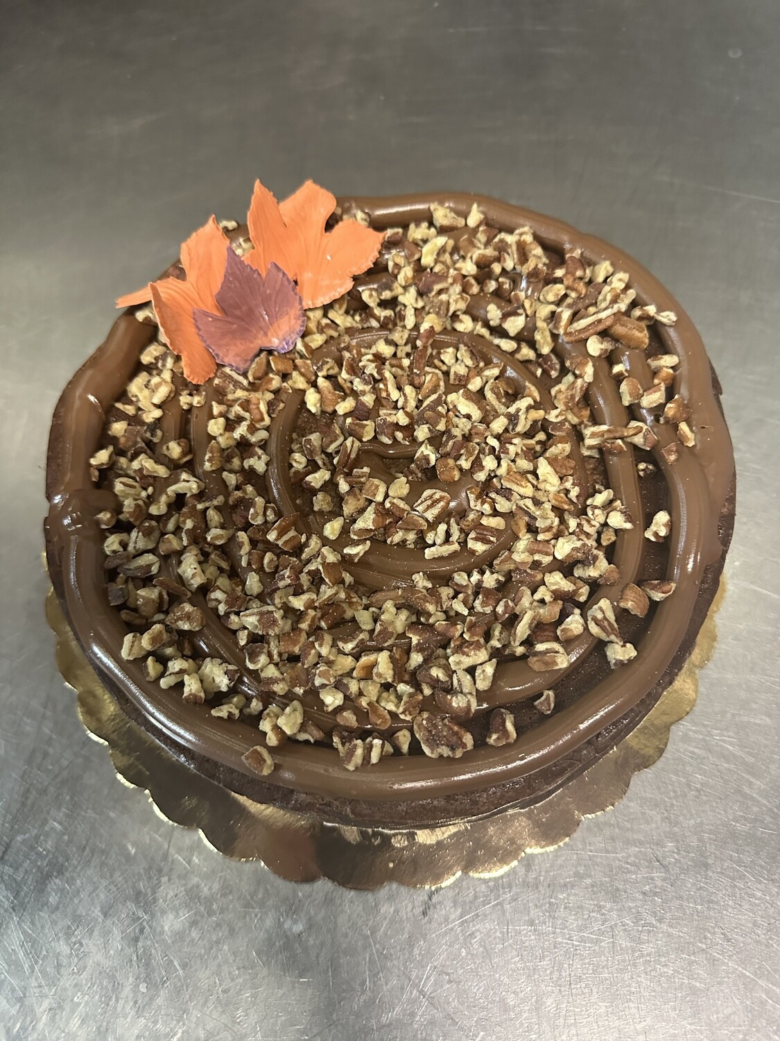 Flourless chocolate cake w/ Nutella and Salted Caramel and Pecans