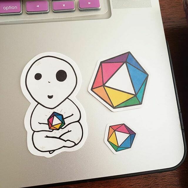 Rainbow D20 Stickers