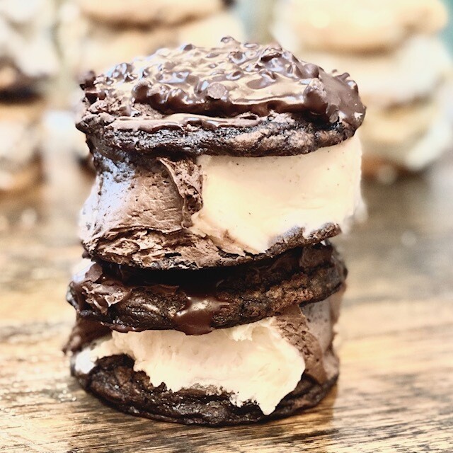 Chocolate Dipped Brownie Batter Cookie Sandwich