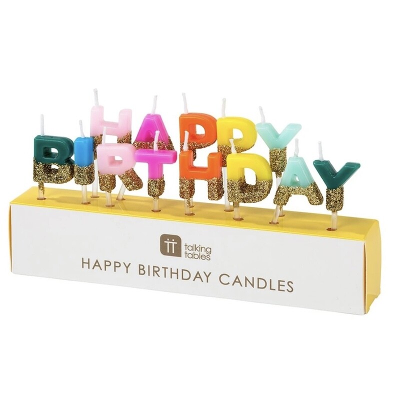 Rainbow Happy Birthday Glitter Candles