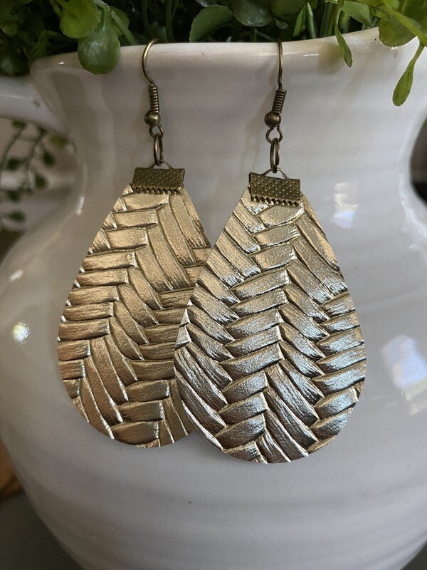 Gold Basketweave Teardrop