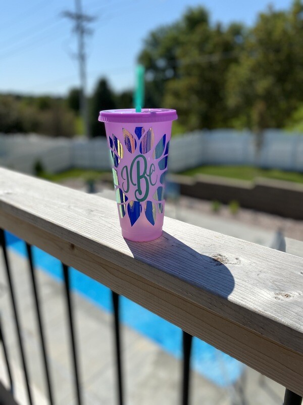 Sunflower Monogram 24oz Tumbler