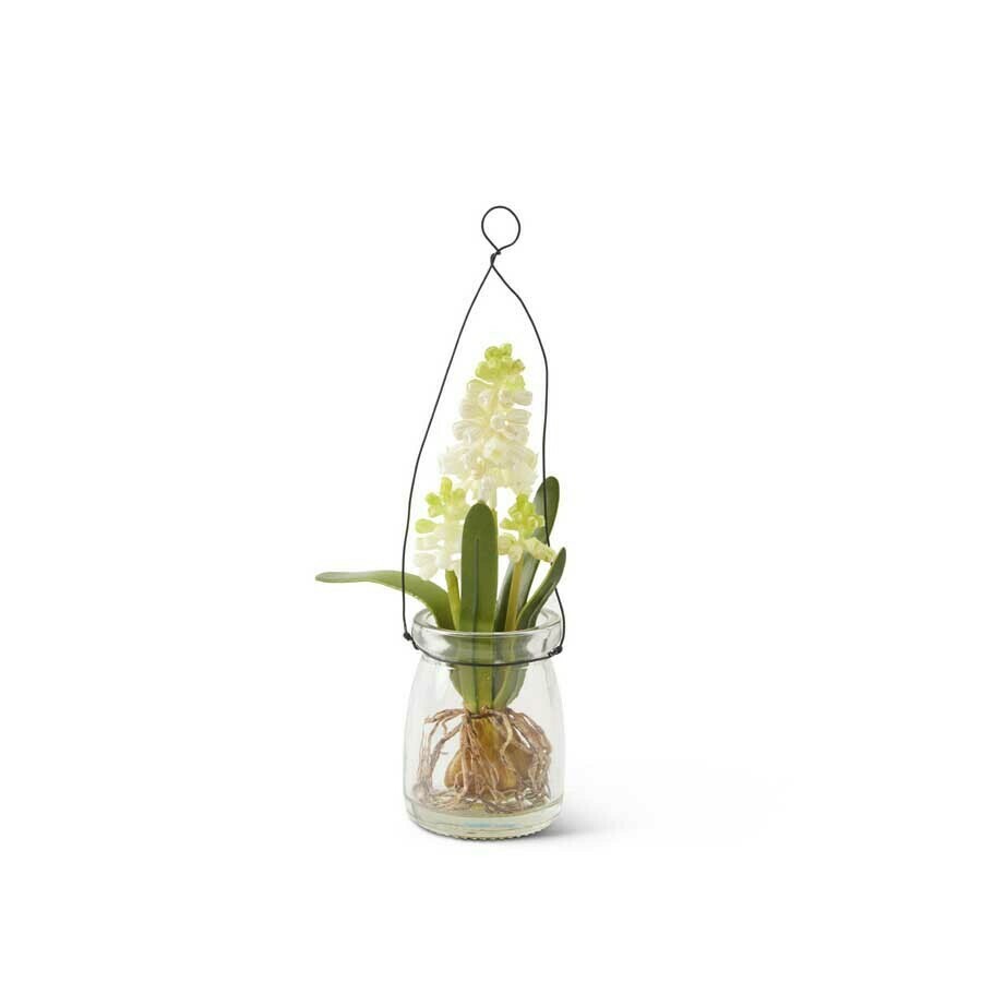 8 inch lily of the valley in glass jar with wire