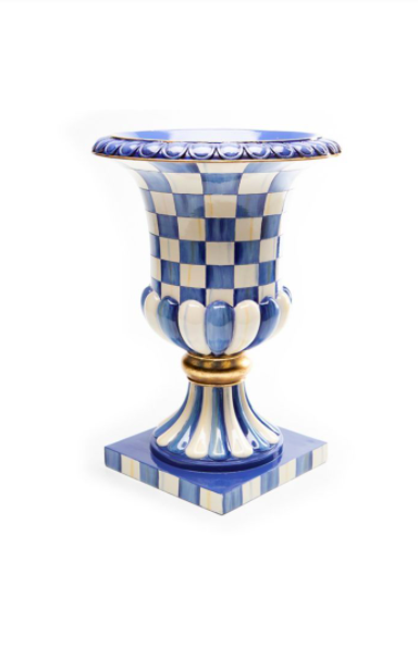 Royal Check Pedestal Tabletop Urn