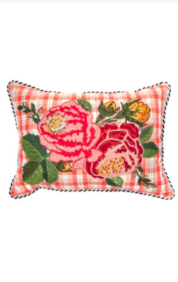 Tattersall Rose Lumbar Pillow