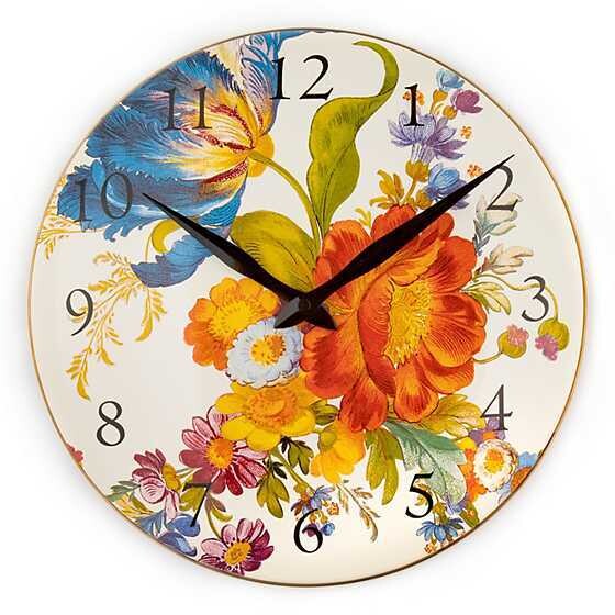 Flower Market Enamel Clock