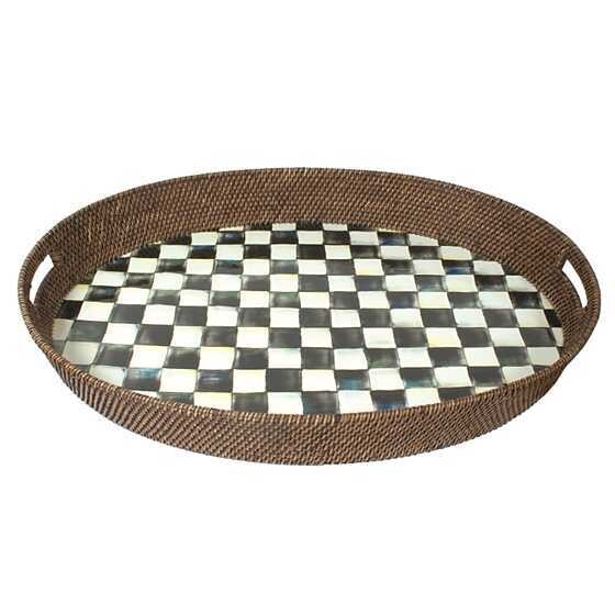 CC Rattan & Enamel Party Tray