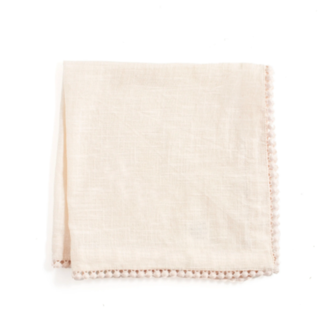 Cotton Lace Trimmed Napkin - Cream - Set of 4