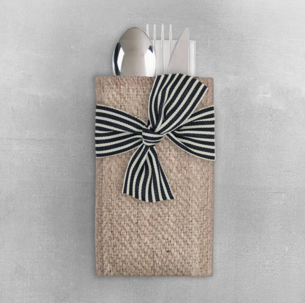 Striped Ribbons Silverware Pouch - Set of 8