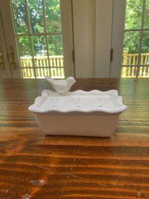 Ceramic Soap Dish w/ Removable Tray w/ Bird