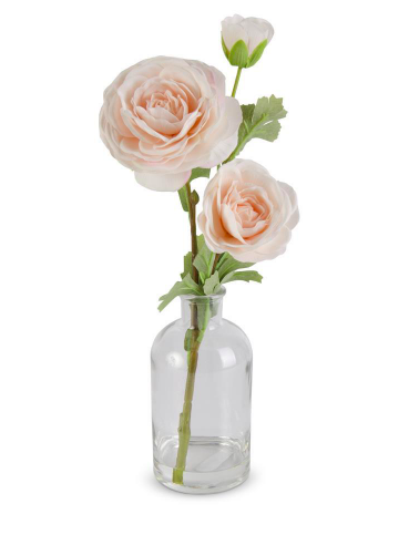 Peach Real Touch Ranunculus in Glass Bottle - 14"