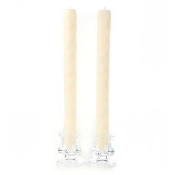 Raised Check Dinner Candles - Ivory - Set of 2