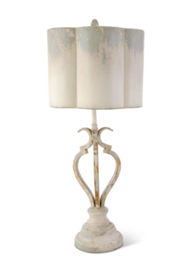 Distressed Metal Lamp w/ Scalloped Shade