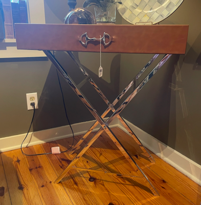 Leather Side Table w/ Horse Bit - 32"