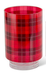 Red & Black Tartan Large Glass Container