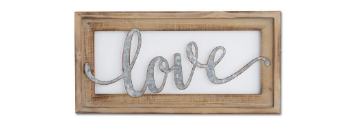 Wood Framed Tin Cutout Love Sign
