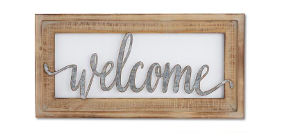 Wood Framed Tin Cutout Welcome Sign