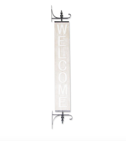 Whitewashed Vertical Welcome Sign