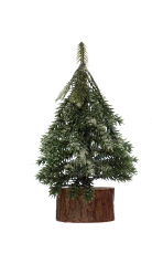 Pine Tree w/ Wood Base - Short & Frosted