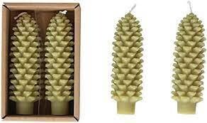 Unscented Pinecone Taper Candles - Set of 2
