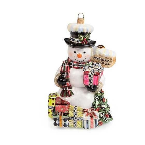 Glass Ornament - Greeter Snowman