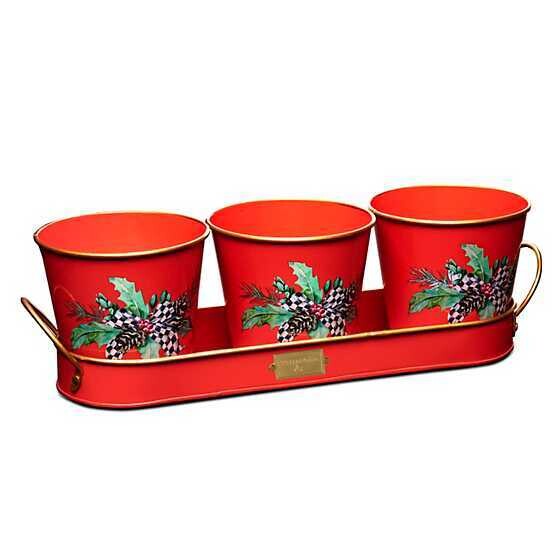 Holly Holiday Herb Pots - Set of 3