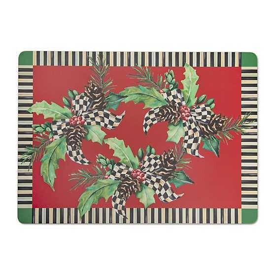 Holly Holiday Cork Back Placemats - Set of 4