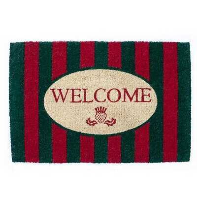 Awning Stripe Welcome Mat - Red & Green