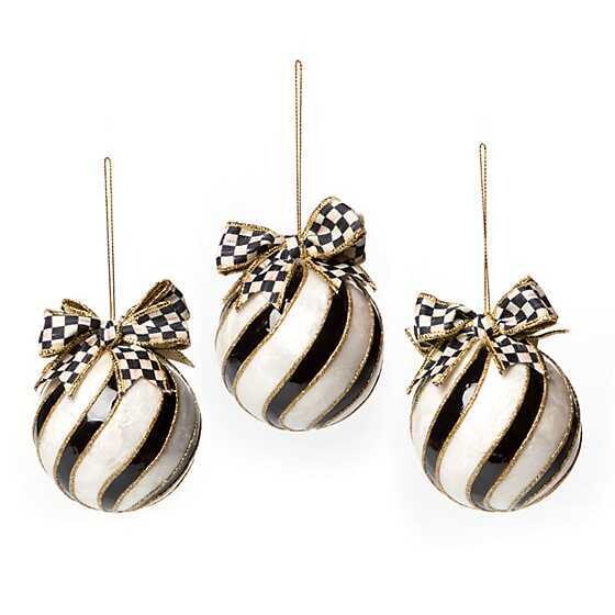 Striped Swirl Capiz Ornaments - Set of 3