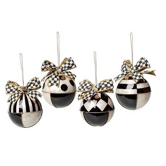 Checkmate Geo Capiz Ball Ornaments - Set of 4