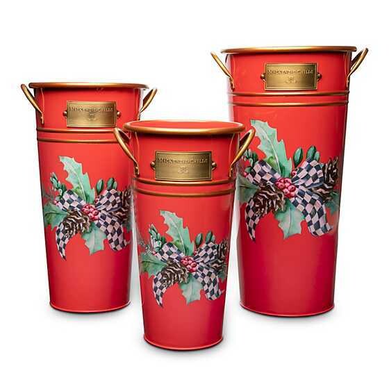 Holly Holiday Flower Bucket - Large