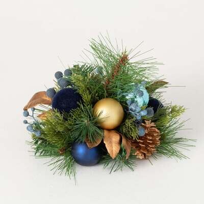 Blue/Gold Pine Ornament