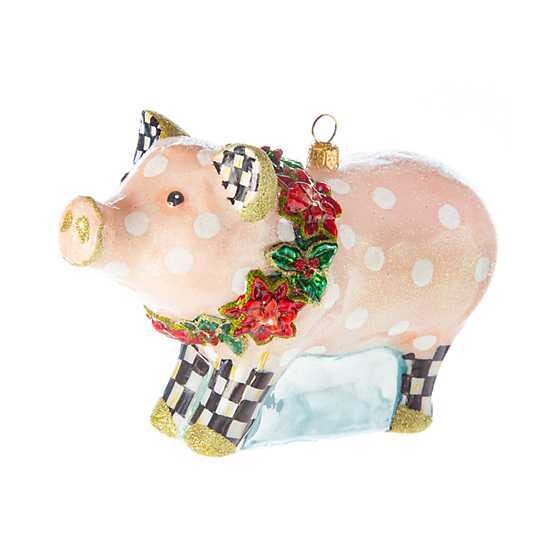 Glass Ornament - Polka Dot Pig