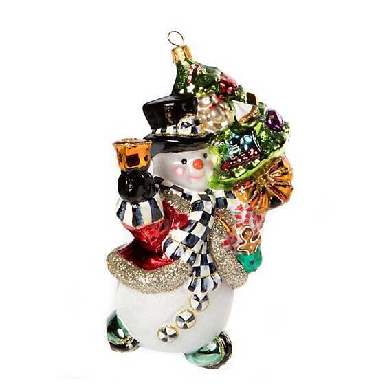 Glass Ornament - Top Hat Snowman