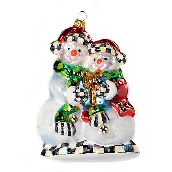 Glass Ornament - Snowman Huddle
