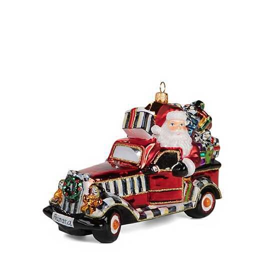 Glass Ornament - Truckin' Santa