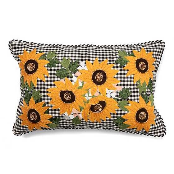 Gingham Sunflower Lumbar Pillow