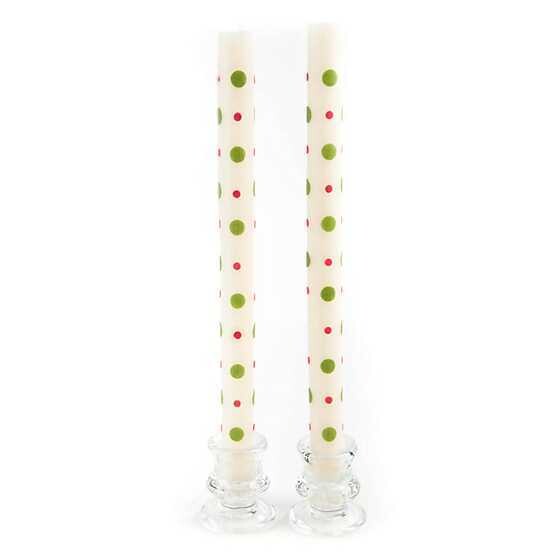 Small & Large Dots Dinner Candles - Red & Green - Set of 2
