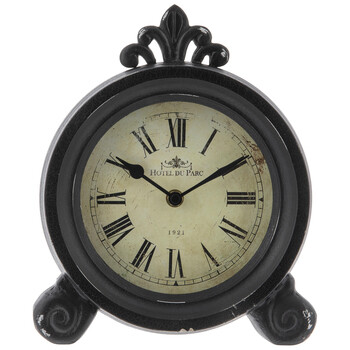 Black Rubbed Round Wood Clock