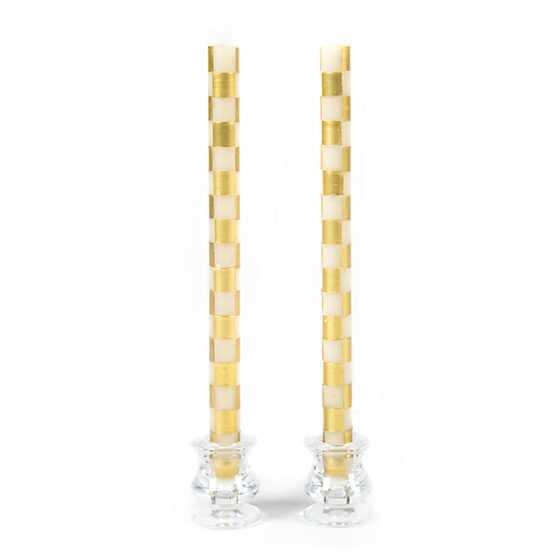 Check Dinner Candles - Gold & Ivory - Set of 2