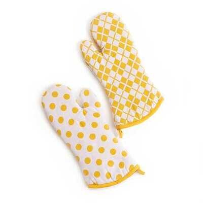 Argyle Oven Mitts - Yellow - Set of 2