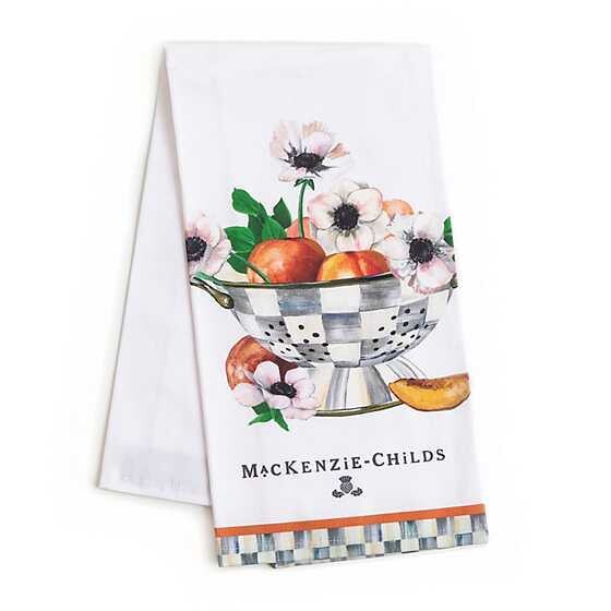 Peaches & Anemones in Colander Dish Towel