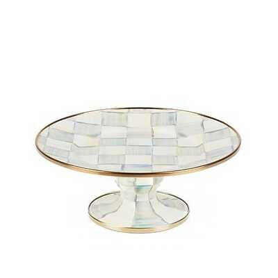 Sterling Check Enamel Pedestal Platter - Mini