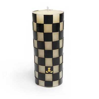 Check Pillar Candle - 6" - Black