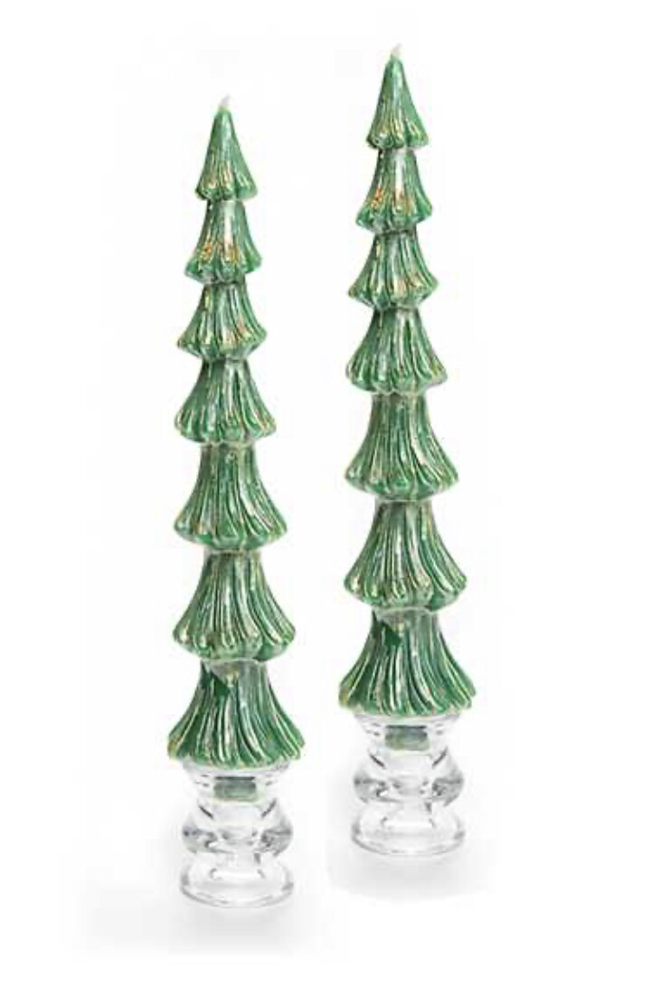 Tree Dinner Candles - 12" - Green - Set of 2